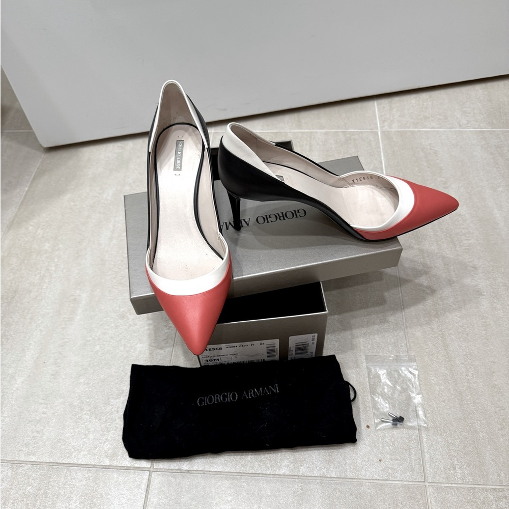 Giorgio Armani Women's Red, White, and Black Heels